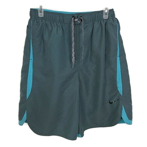 Nike Mens sz L Shorts Blue Logo Elastic Waist Pull On Drawstring Athletic - Picture 1 of 8